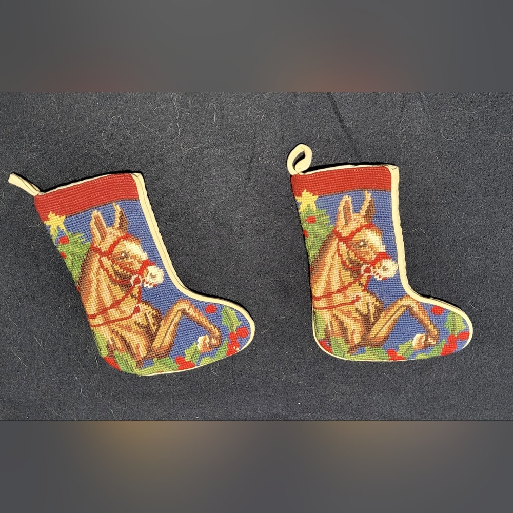Christmas Stockings, Needlepoint with Horse